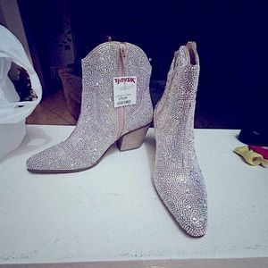 Brand new never worn rhinestone booties